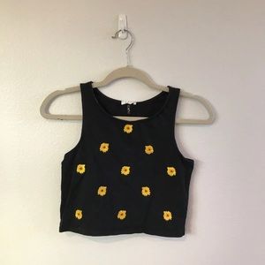 Black Tank Top with Daisies